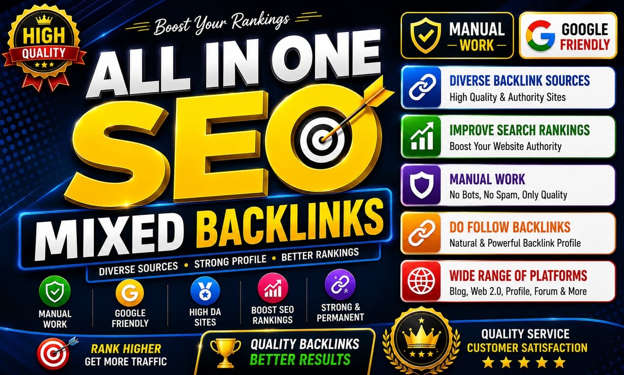 1111+ SEO Mixed Backlinks Niche Edits, Web 2.0, Profile Backlinks,Directory Submissions and Others