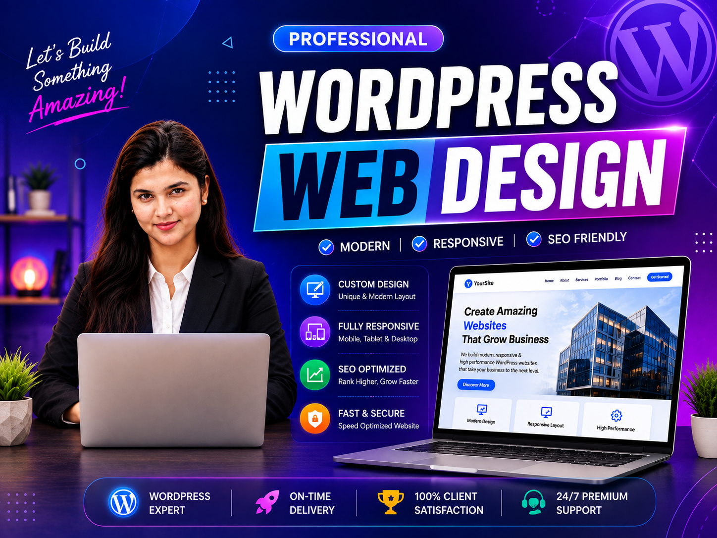 I will design a modern, responsive WordPress website for your business 