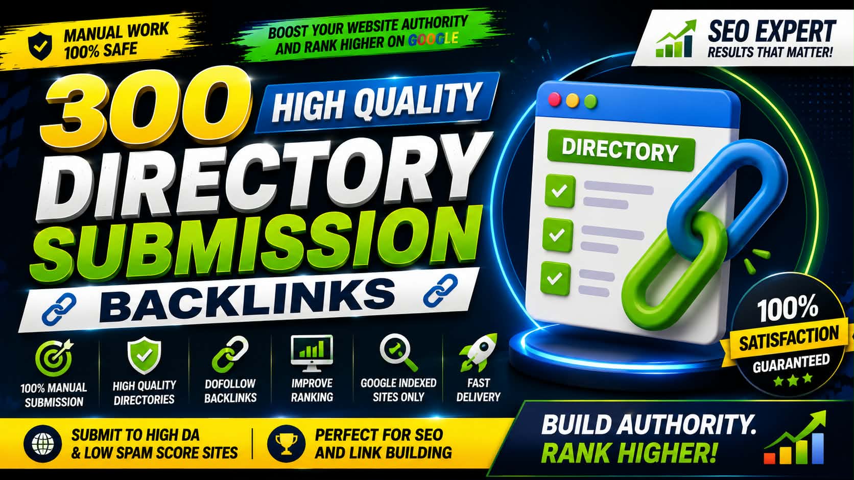 I will build 300 high quality manual directory submission backlinks
