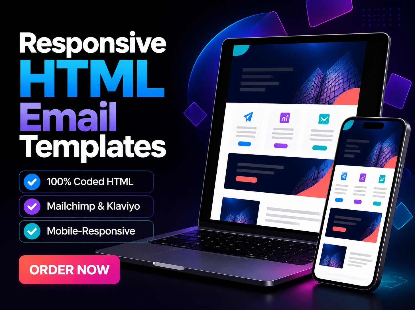 Responsive HTML Email Template Design for Mailchimp and Klaviyo