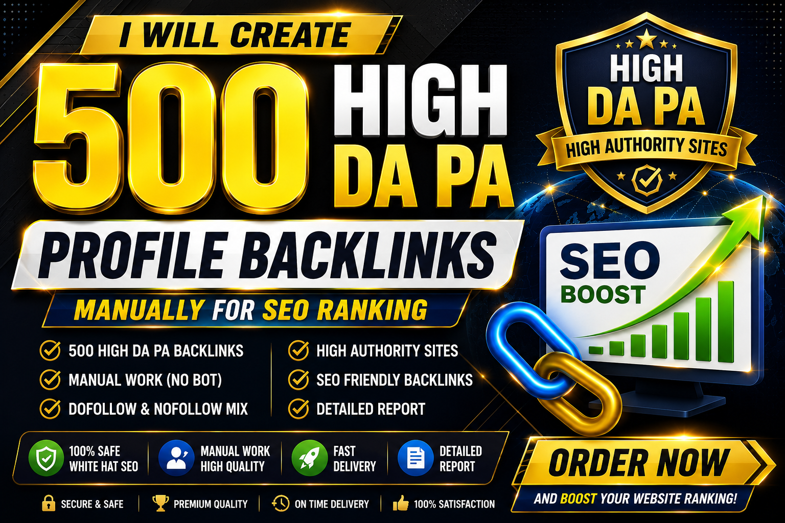 I Will Create 500 High DA PA Profile Backlinks Manually for SEO