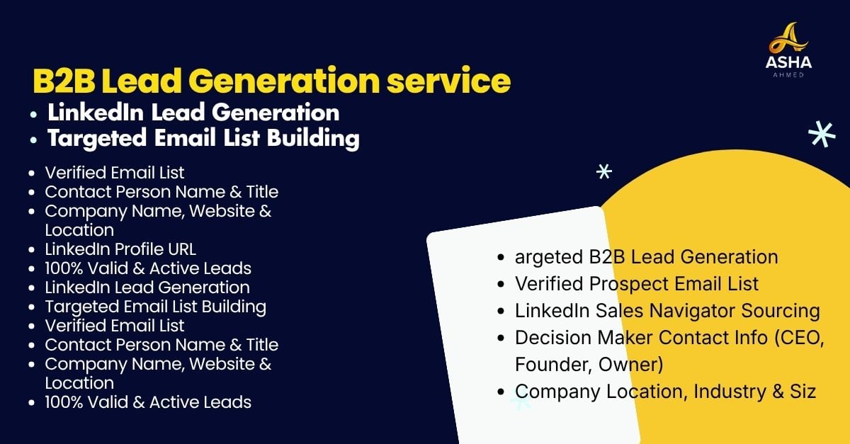 I am a B2B Targeted lead generation ,Email list building Expert with 
