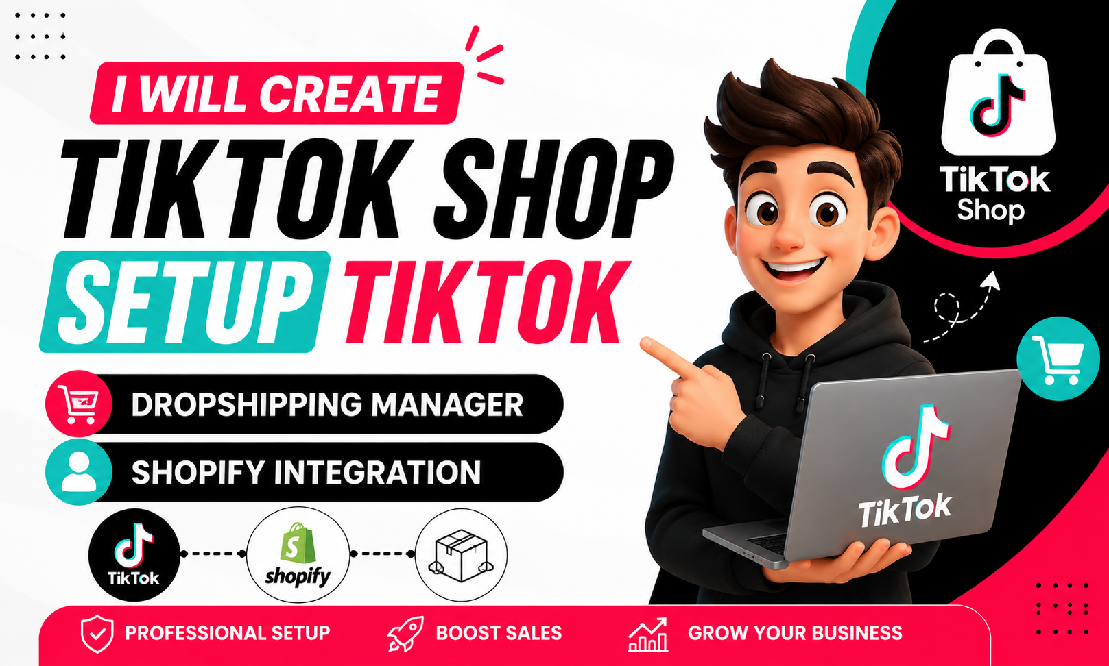 I will create and manage TikTok Shop with Shopify integration.