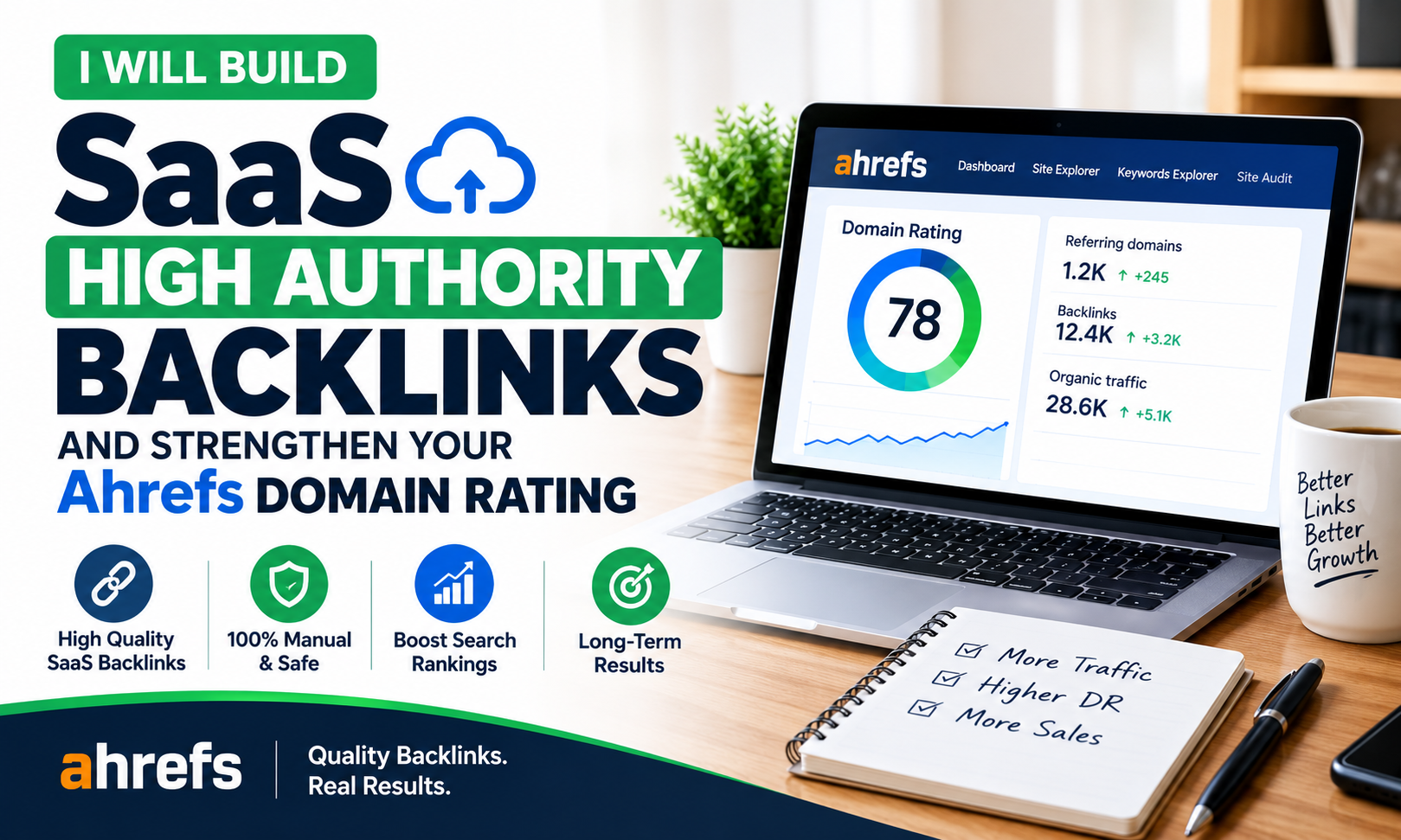 I will build SaaS authority backlinks and strengthen your Ahrefs Domain Rating