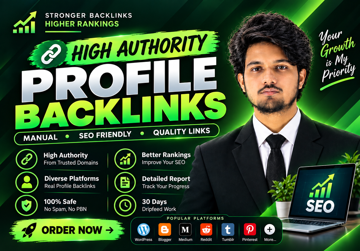 I will build high authority manual profile backlinks ...