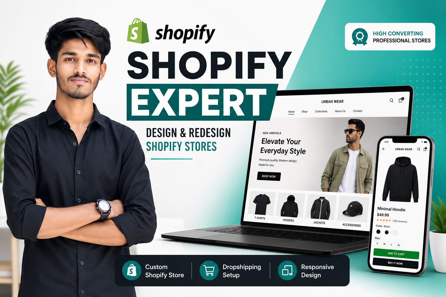 I will design a professional Shopify dropshipping sto...