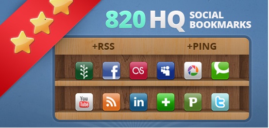 add your site to 820 social bookmarks high quality backlinks + rss + ping