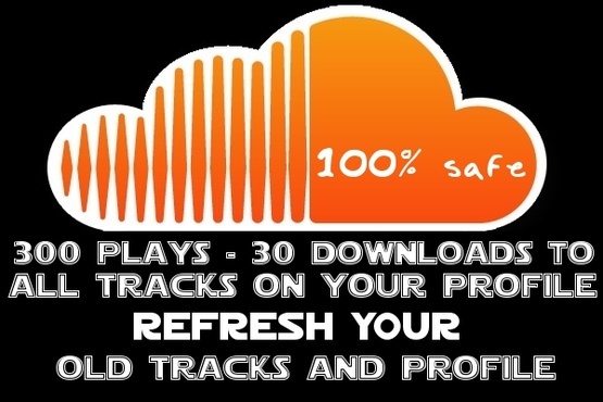 add 300 soundcloud plays and 30 downloads to all tracks on your profile@!@