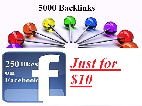 give you 5000 backlinks and 250 facebook likes in 2 days just