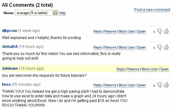 post 5 comments on any of your Youtube Video