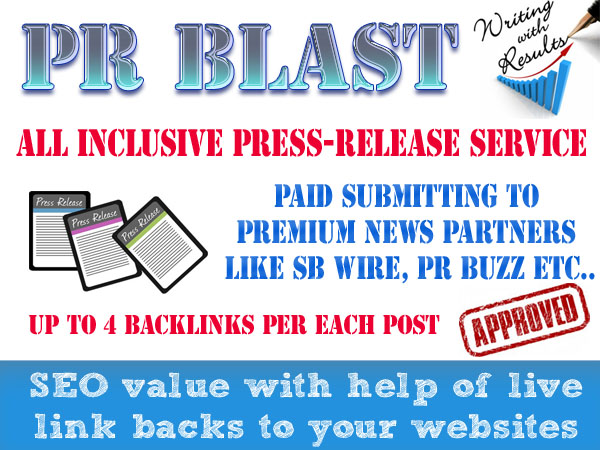 write, distribute and publish a press release of 400...