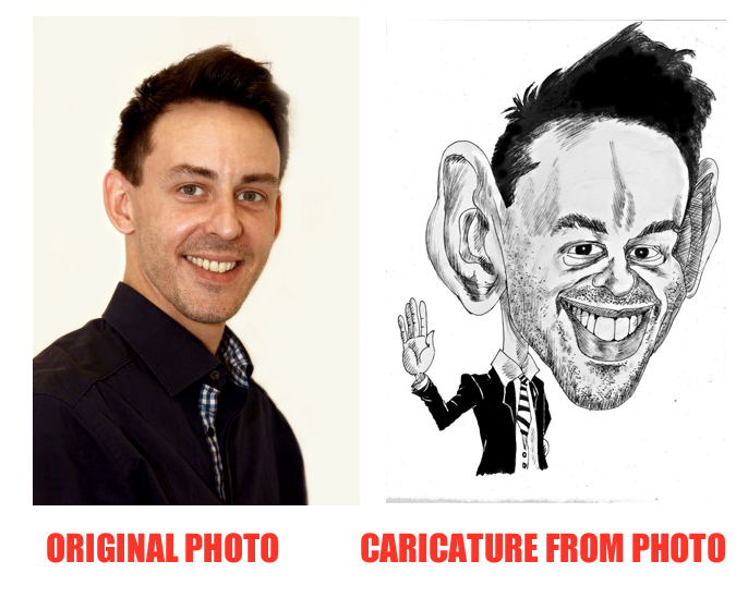 create black and white caricature from photo