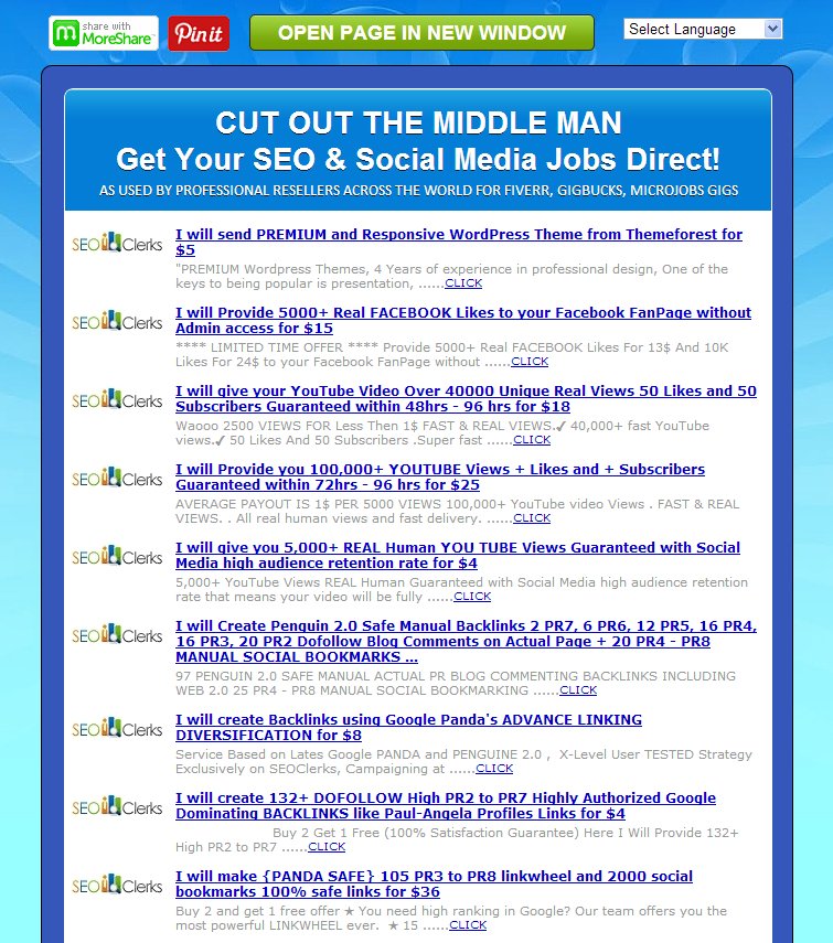 Give you a High Converting SEOClerks Gigs Feed Splash Page with YOUR Affiliate Link Embedded