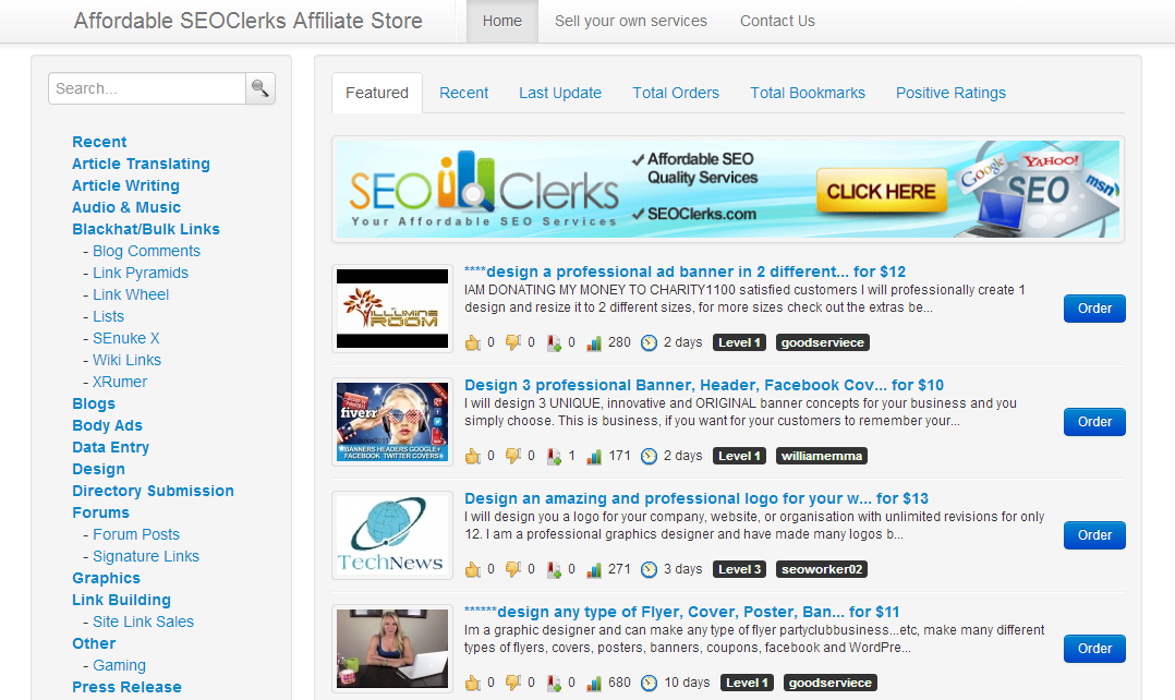 Affordable SEOClerks Affiliate Store