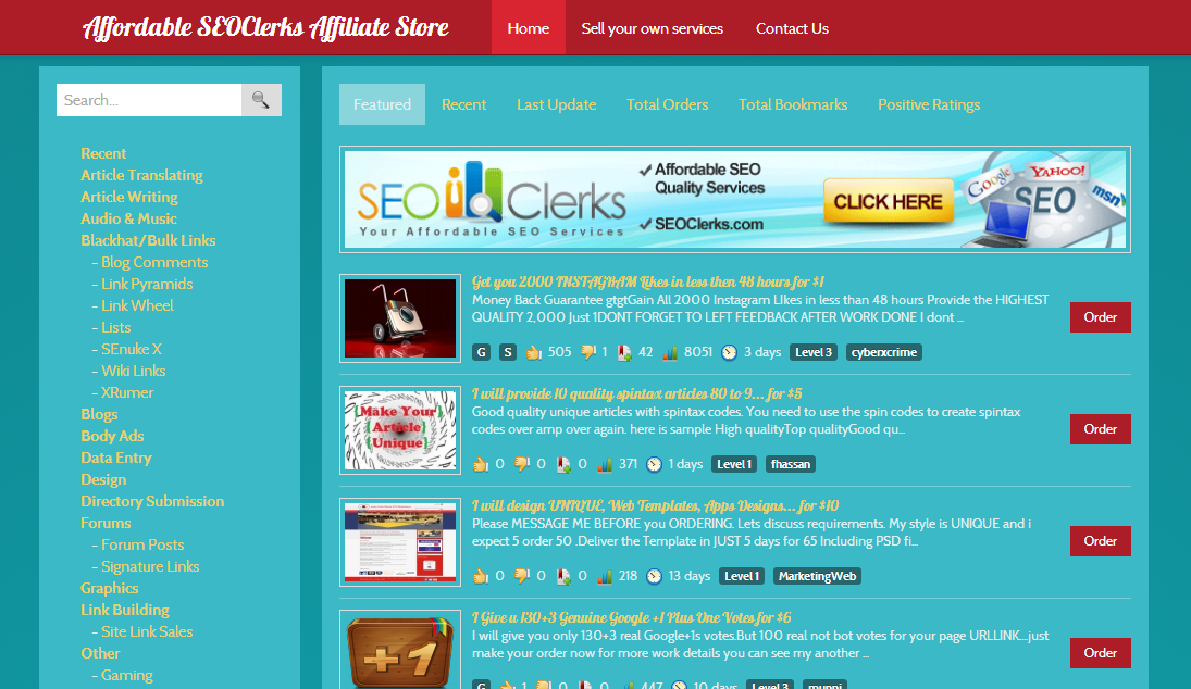 Affordable SEOClerks Affiliate Store