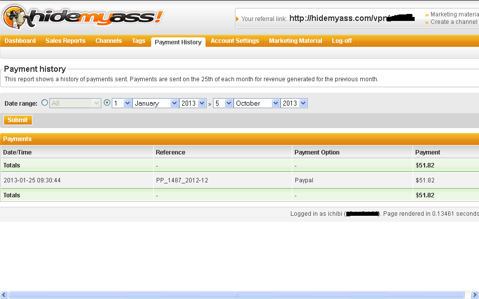 HMA Affiliate Account with $40