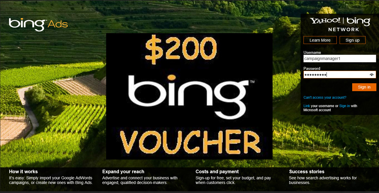 200 USD Bing Adcenter Voucher