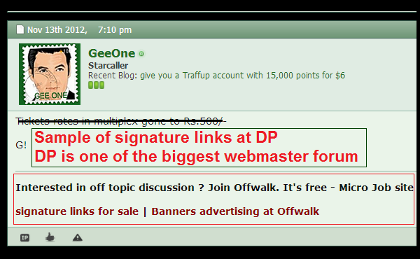 sell signature links of digital point (the biggest webmaster forum), having 3100+ posts 