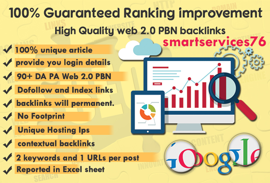 I will do 5 Web 2.0 Contextual Backlinks with unique Content and you will see Good SERP