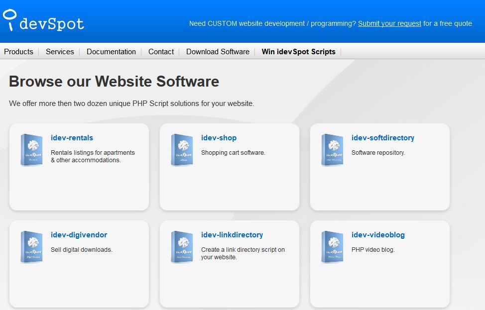 idevSpot PHP Script Website Development Services