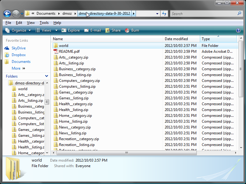 DMOZ.ORG COMPLETE SITE LIST