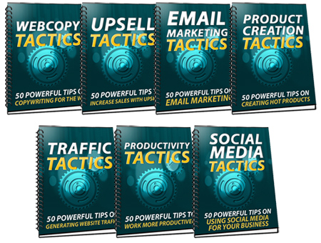 give 350 powerful sales and marketing tactics you can implement to your business right now For More Profit 7 ebooks MRR and sales page 
