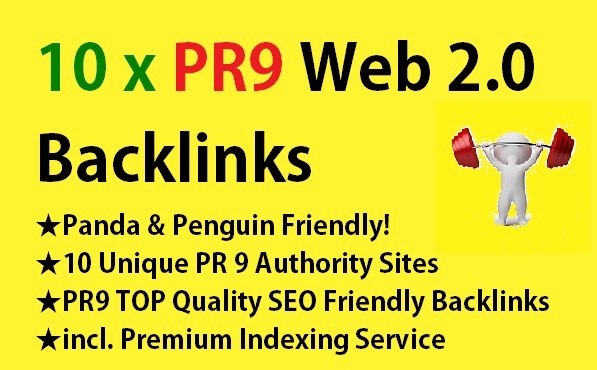 manually create 10 ★PR9 Top Quality SEO Friendly Backlinks from &reg;10 Unique PR9 Authority Sites + Panda and Penguin Friendly, plus indexing 