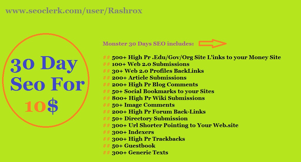 I will do 30 Days SEO For You