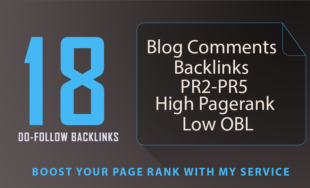 18 SEO blog comments backlinks pr2 to pr5 