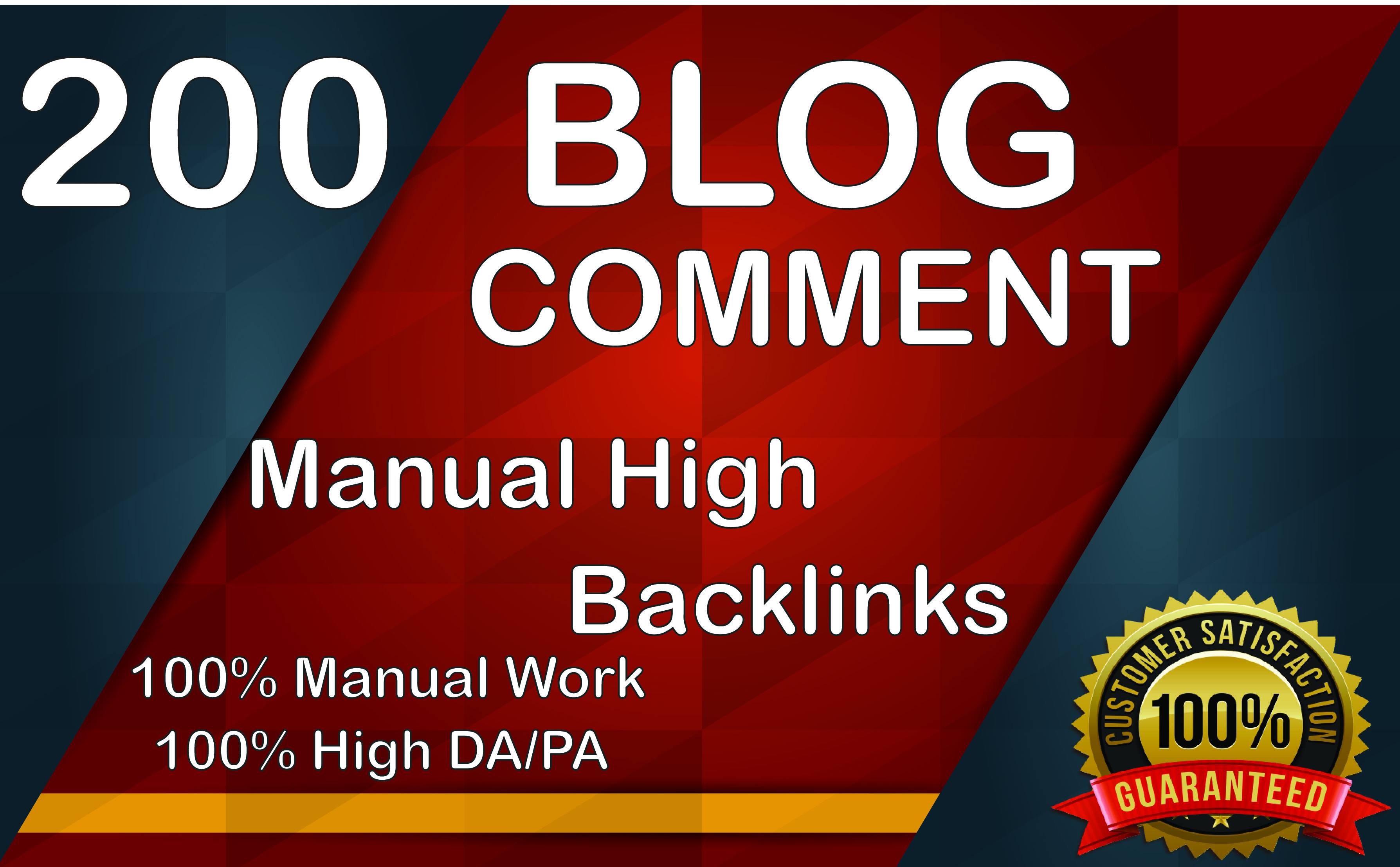 Get 200 High DA PA Dofollow Blog comment Backlinks
