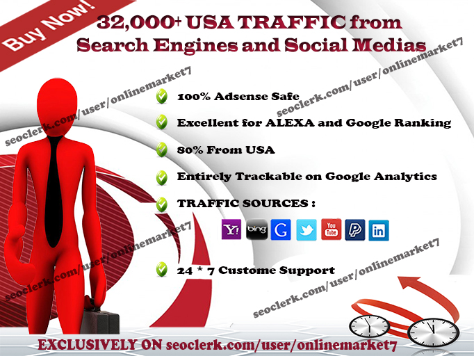32000+ TRAFFIC from SEARCH ENGINE and SOCIAL MEDIA sites from USA