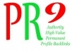 make you 20 PR9 high value authority profile backlinks from different PR 9 domains Panda Penguin Friendly most are DoFollow with Anchor Text just only 