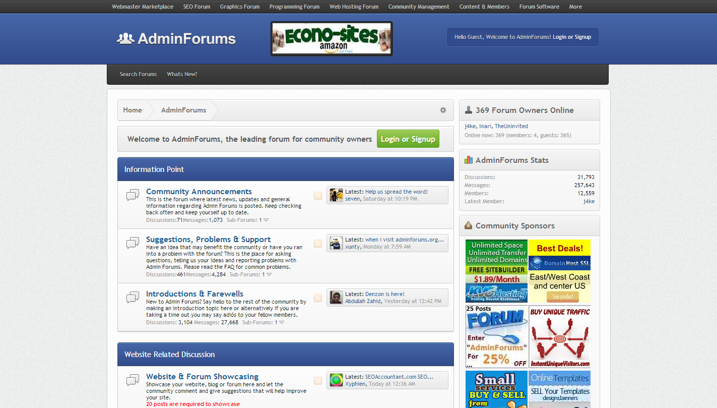 sig link on Admin account / Popular webmaster forum