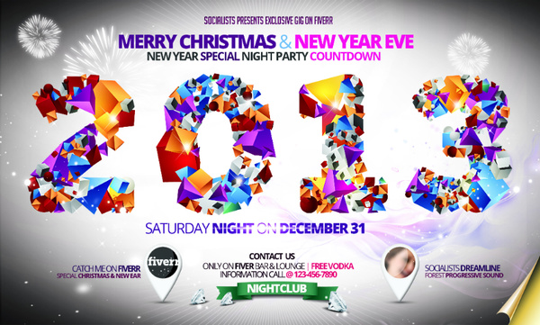 create an eye catching and elegant New Year, Christmas or Holydays Discount Flyer 
