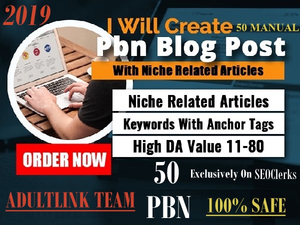 Create 50 PBN Blog Network with niche related articles for AduIt websites
