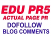 create 2 DoFollow POWERFUL Edu Backlinks On Actual PR4 Pages On Edu Domain as Edu Blog Comment, Improve Site Authority And Seo Serp Rankings 