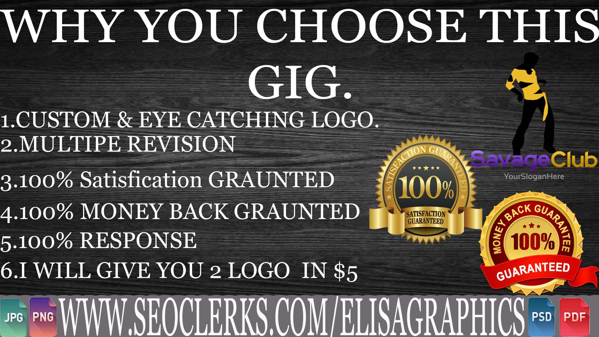 i will create 2 custom & eye catching logo for you in 24 hours just in $5 with multipe revisions.