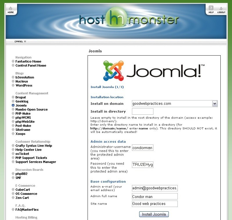 install and configure your Joomla