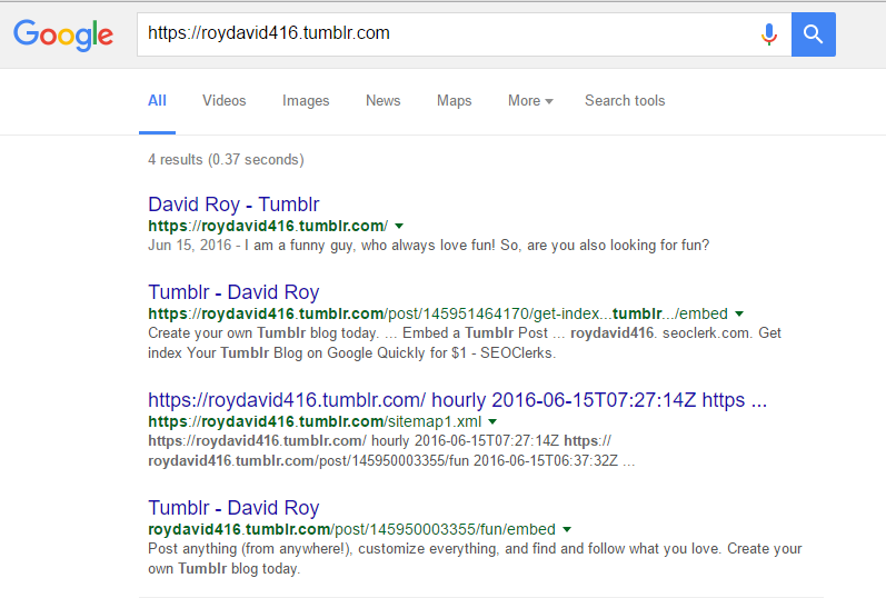Get index Your Tumblr Blog on Google Quickly for $1 - SEOClerks