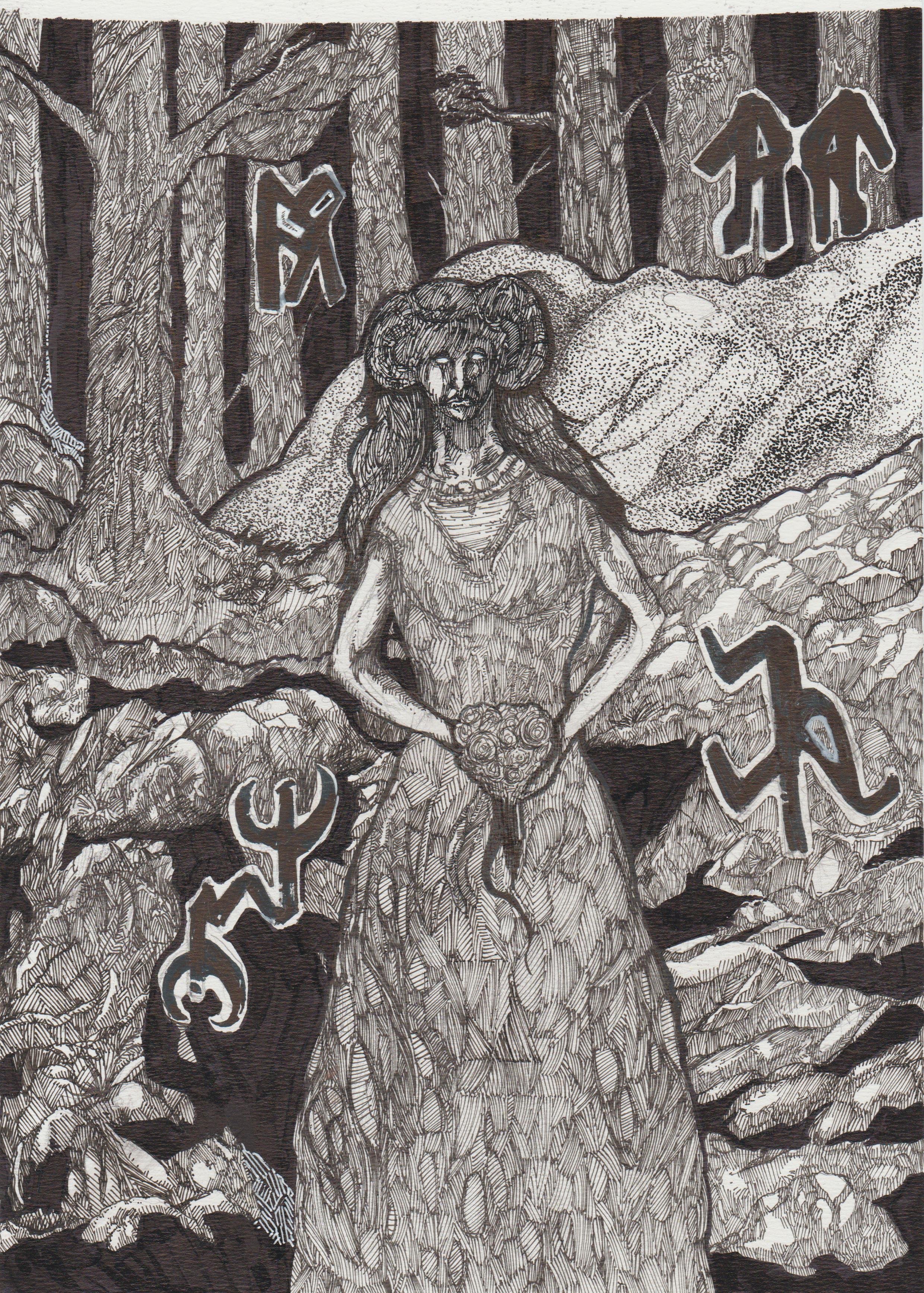 draw a fantasy scenery in pen