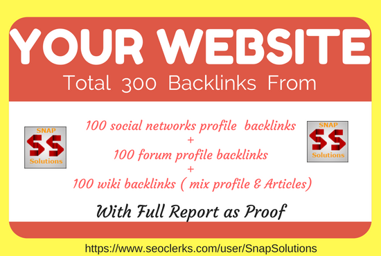 100 Social Networks Profile, 100 Forum Profile , 100 Wiki Mix Profile & Article Backlinks For Ur URL