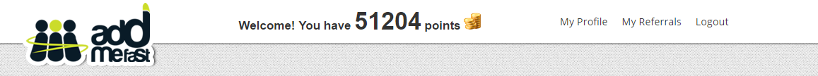 51,204 Addmefast Points in 1 account