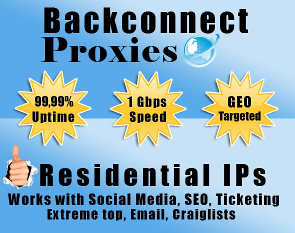 rent you 5 High Speed Backconnect Proxies for one month