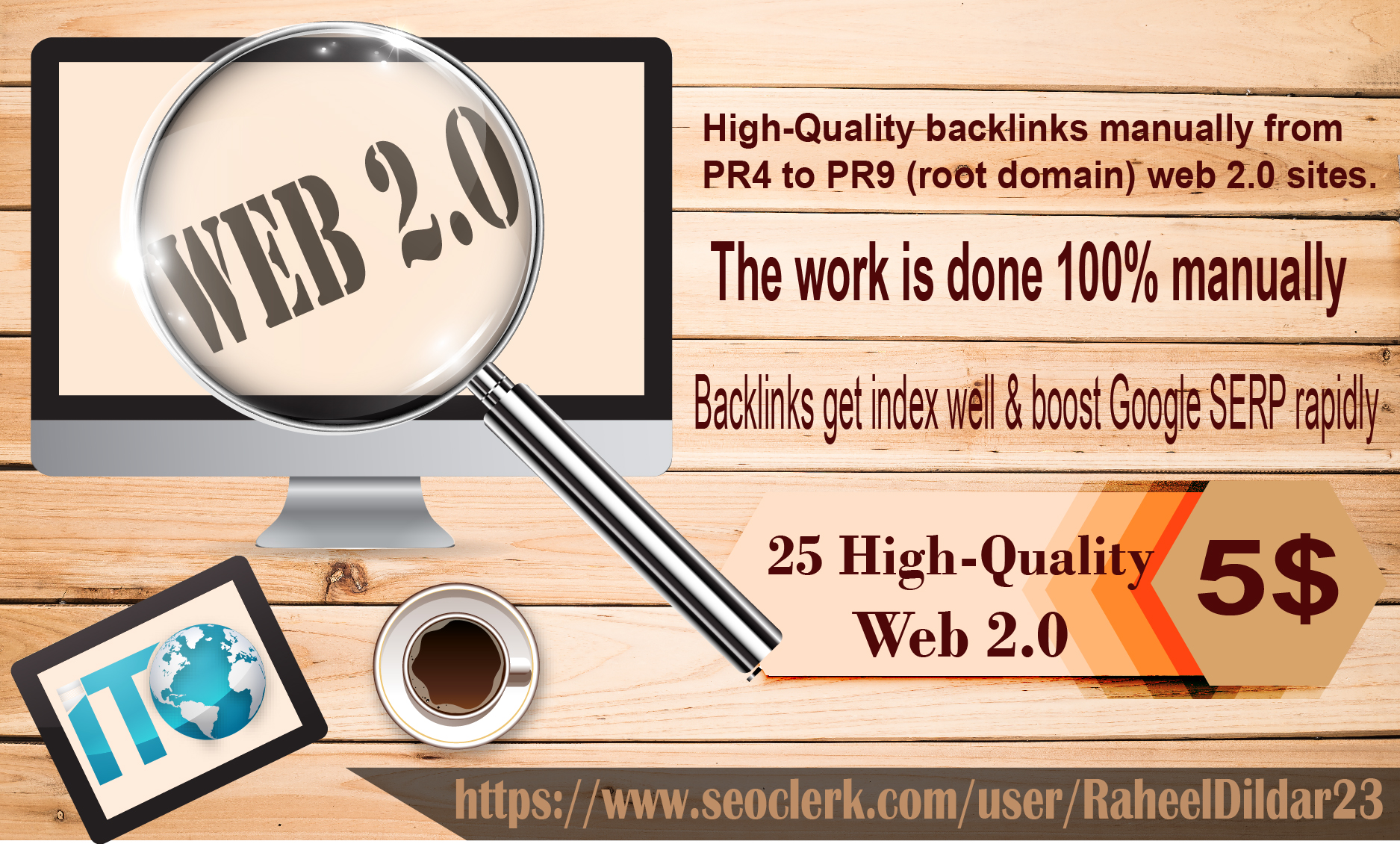 create 10 web 2.0 submission from High PR sites manually