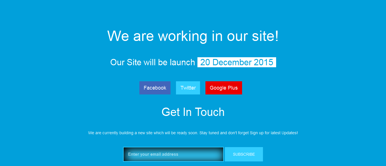 Design a clean HTML coming soon page