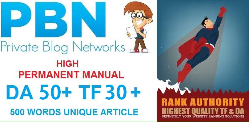 PERMANENT MANUAL 5 High DA50+ PA50+ TF30+ CF40+, PBN Backlinks - Homepage Quality Links