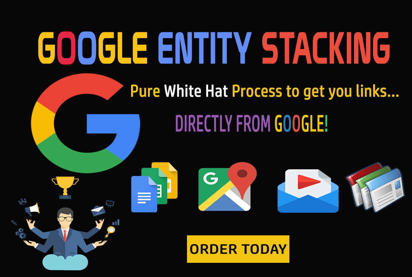 Google Entity Stack-GET POWERFUL LINKS FROM GOOGLE OWNED PROPERTIES