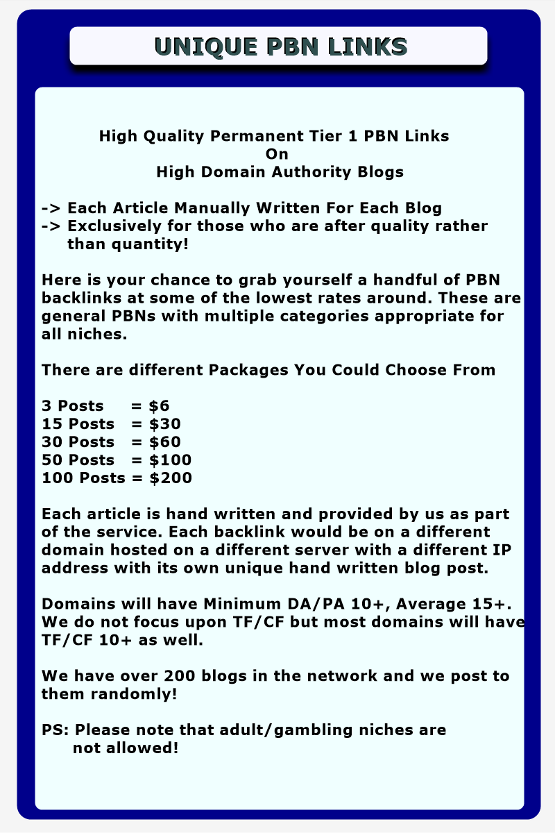 30 x PBN Links - Upto DA 30+ Domains - Private Blog Network Posts