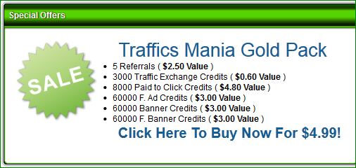give you a Traffics Mania Gold Pack 180,000+ Advertising Credits