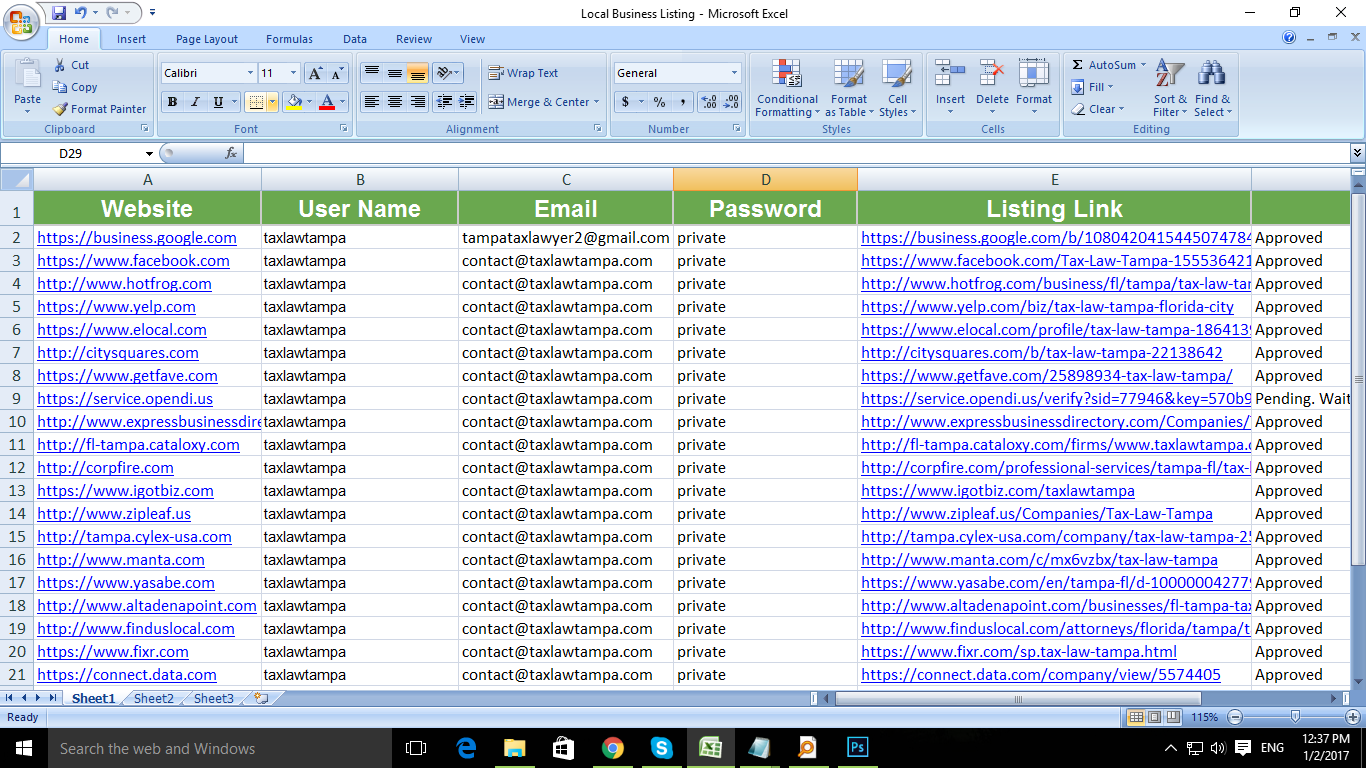 Create 40 Live local business listing for your local business website.
